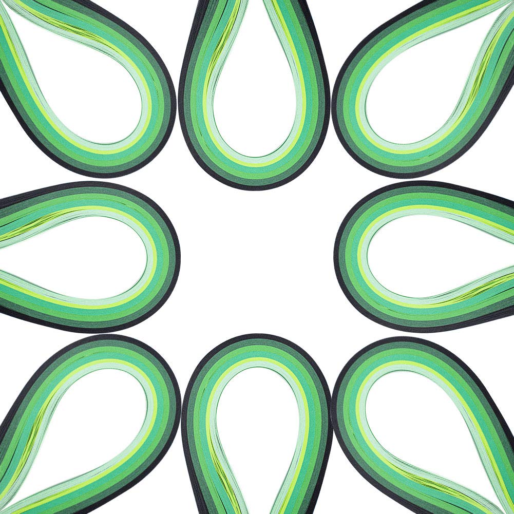 arricraft 1200 Strips Paper Quilling Strips Set, 3mm Quilling Art Strips, 6 Colors Paper Craft Supplies for Paper Art DIY Craft Projects-Green Gradient