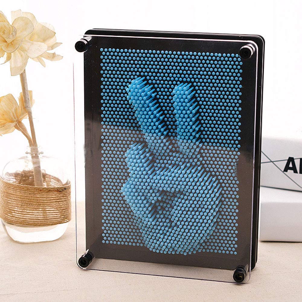 Twshiny 3D Pin Art Sculptures Novelty Plastic Mould Hand Mould Art Board and Creative Thinking Toy Clone Toy for Home and Office (Blue)