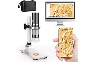 Ninyoon 4K WiFi Microscope with Professional Stand + Case for iPhone Android PC, 50-1000X Digital USB Microscope Endoscope HD