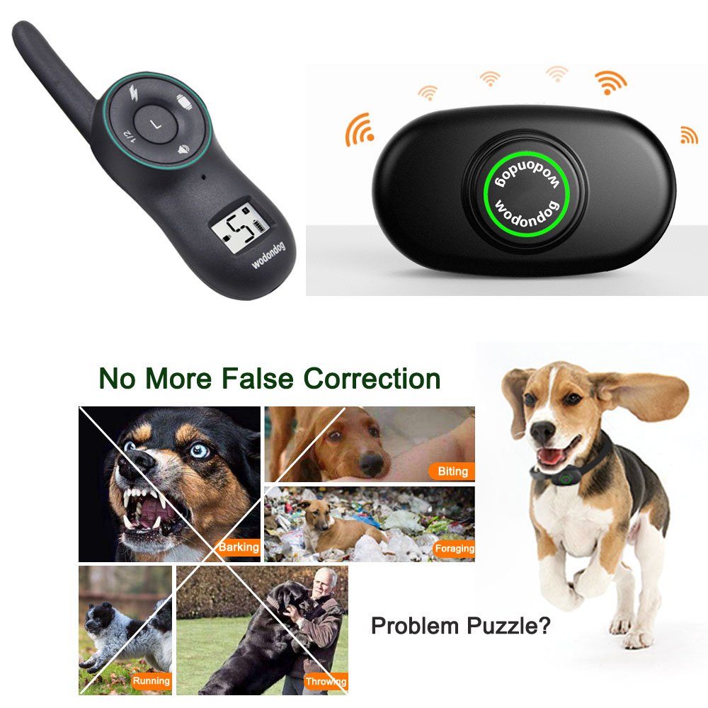 Dog Training Collar Remote – Rechargeable Waterproof Collar Receiver Training Devices for Small Medium Large Dogs with Tone Vibration Electrostatic Shock, Light LCD Screen, 400M Range, Dogs Over 10lbs