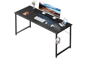 Coleshome 55 Inch Computer Desk, Modern Simple Style Desk for Home Office, Study Student Writing Desk, Black