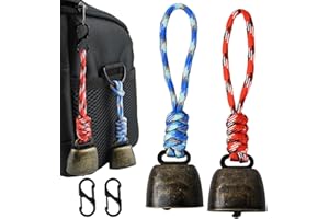 Hoxfly 2 Pcs Outdoor Bear Bells, Vintage Bear Bell with Nylon Strap and Keychain, Loud Anti-Lost Bell for Survival Hiking Cam