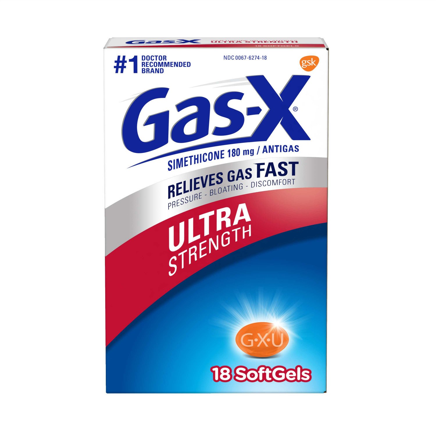 Gas-X Ultra Strength Softgel for Fast Gas Relief, 18 count: Prime Pantry