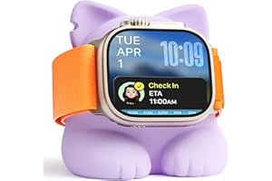 ELETIUO Charger Stand Compatible with Apple Watch Series 49/46/45/44/42/41/40/38mm iWatch Ultra2/Ultra/10/9/8/SE2/7/6/SE/5/4/3/2/1,Silicone Charging Dock Organizer Supports Night Stand Mode,Purple