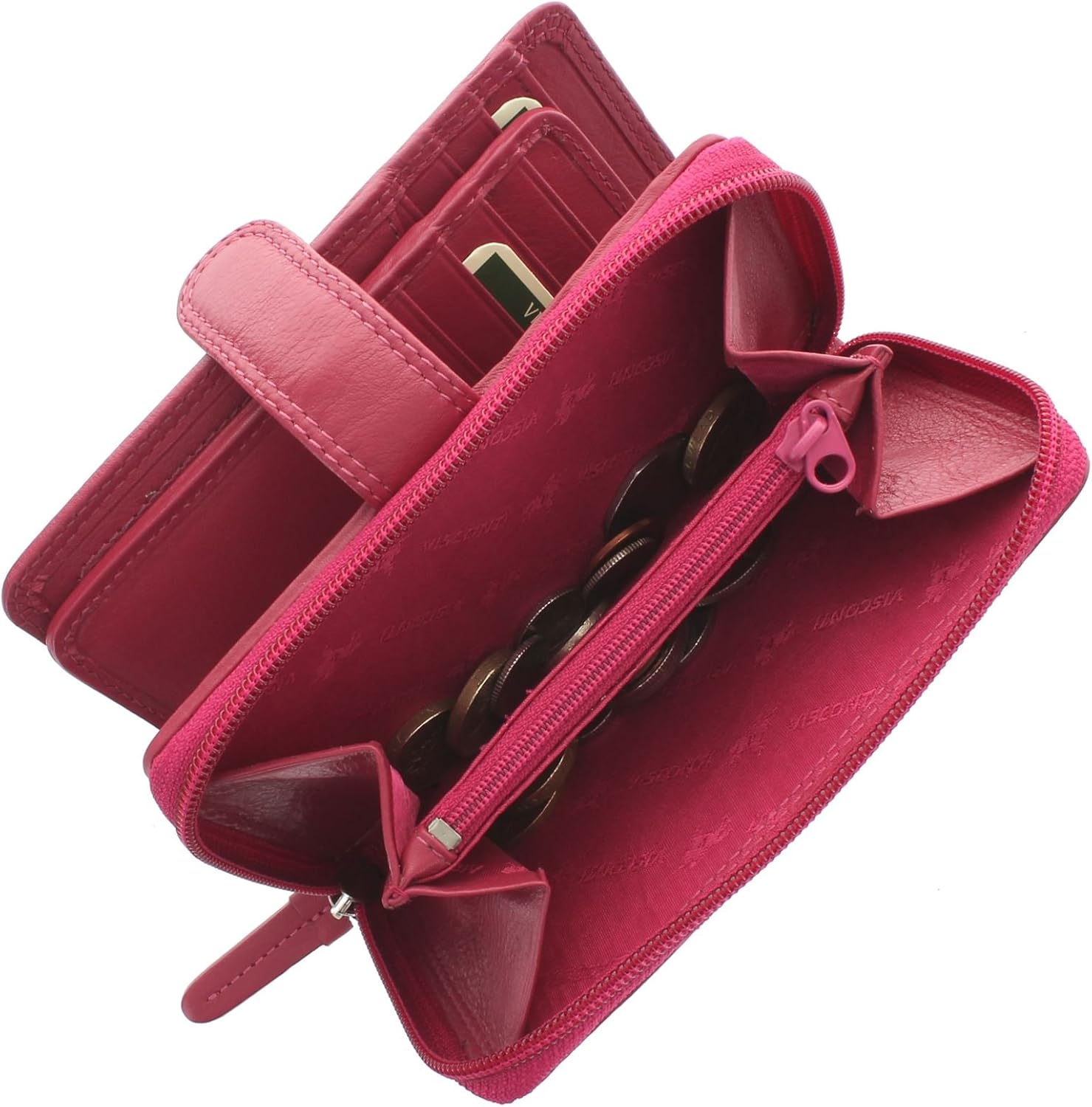 VISCONTI Heritage Collection Madame Leather Purse with Tab Closure RFID Blocking HT33 Fuchsia, standard size - Image 4