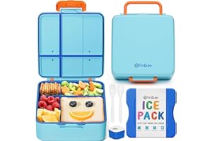Fimibuke Chill Bento Box for Kids Adult, Leak Proof Toddler Lunch Box with Ice Pack Keep Food Cold, BPA Free 4 Compartment Lunch Container with Utensils for Girl Boy School, Microwave Dishwasher Safe