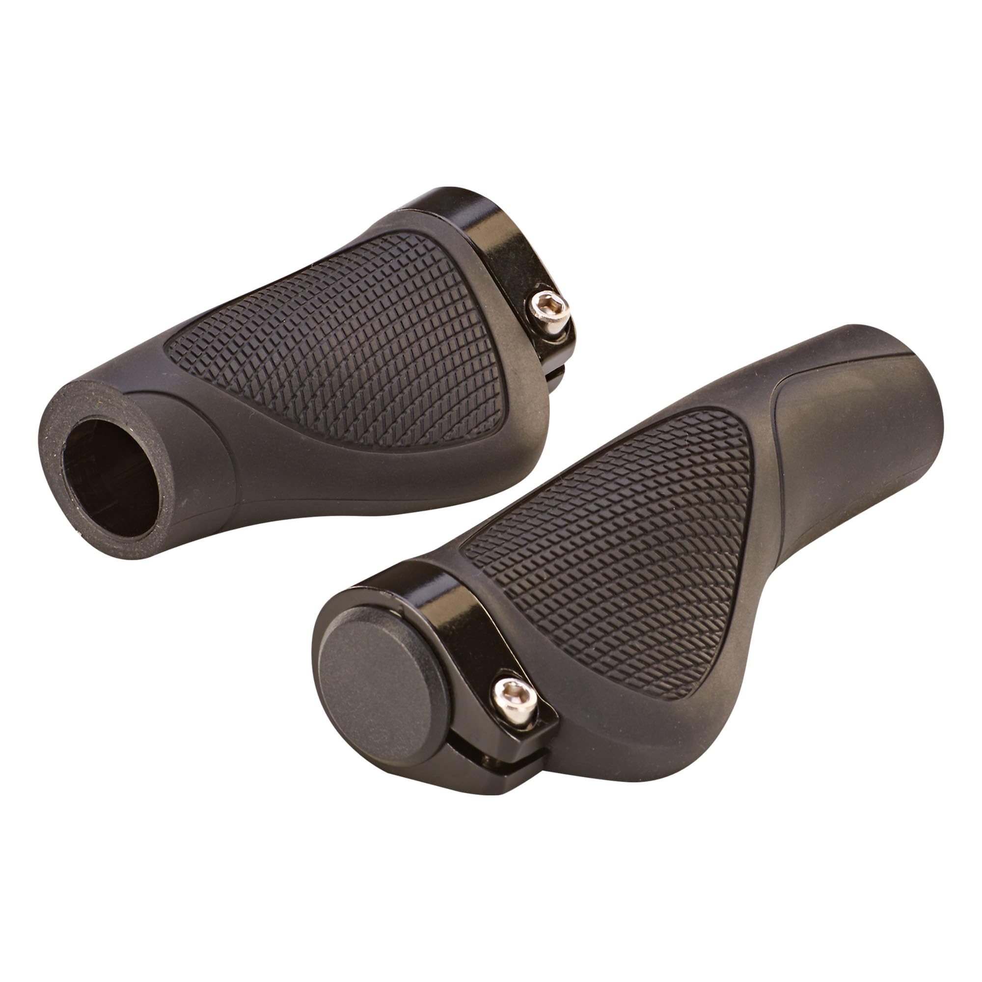 Prophete Pair of Black 132mm Length Ergonomic Aluminium Screw Mount Handle Grips Fits Handlebars with Twist Grip Shifter - Comfortable Bike Grips