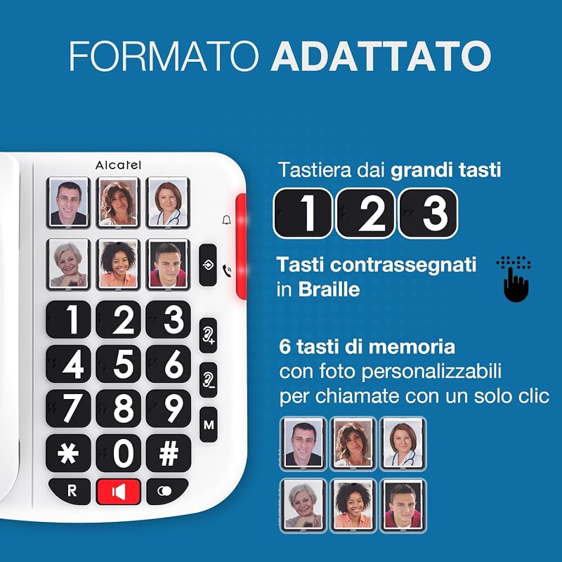 TMAX 10+ Telefono a filo per anziani - Tasti grandi - Audio Boost - Tasti con foto - Vivavoce - Indicatore luminoso di chiamata - Suoneria forte - Compatibile con apparecchi acustici