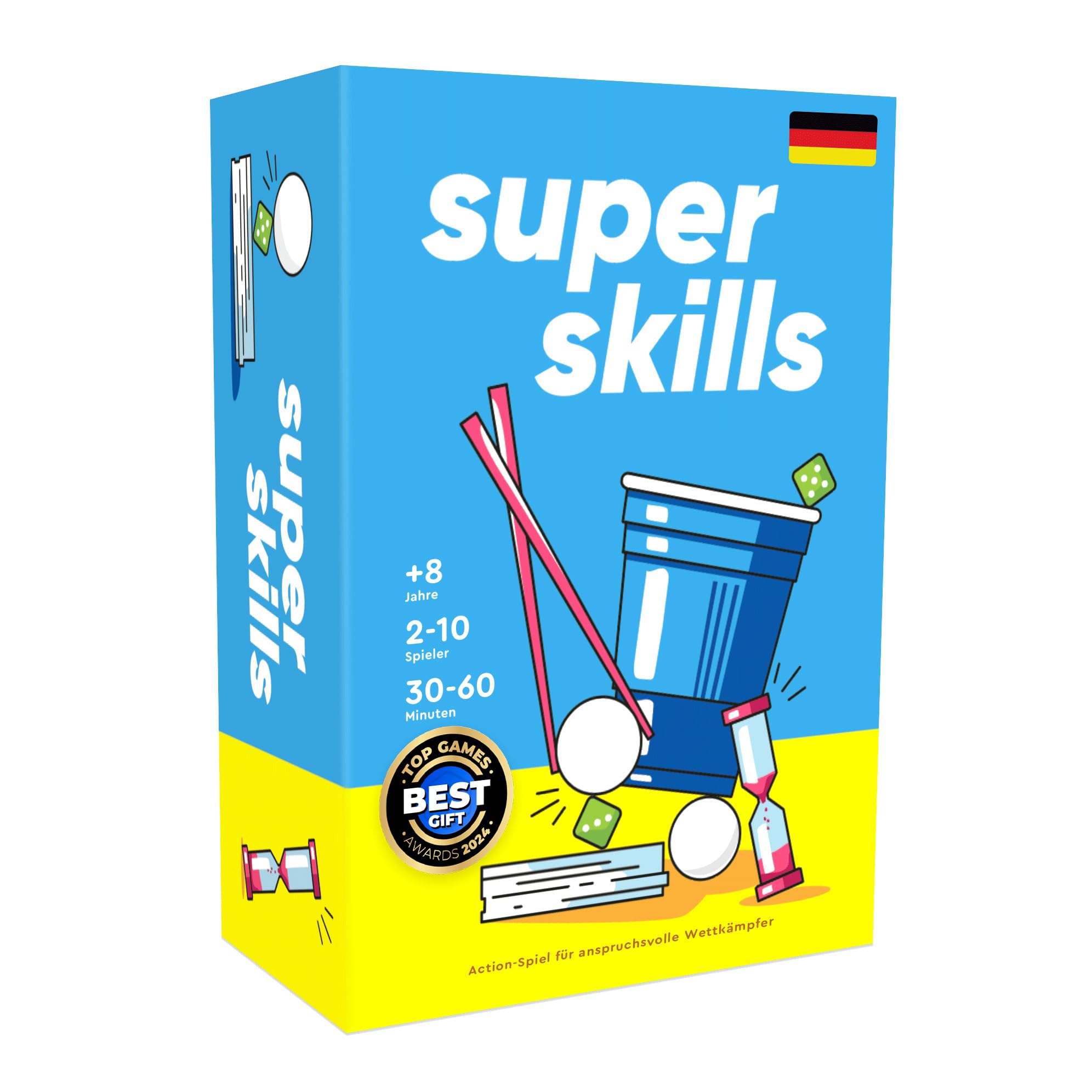 The World Game Super Skills - Deutsch - Das lustige Gesellschaftsspiel für Kinder, Jugendliche & Erwachsene - Partyspiele mit Vielfältigen Herausforderungen Jungen & Mädchen - Brettspiel