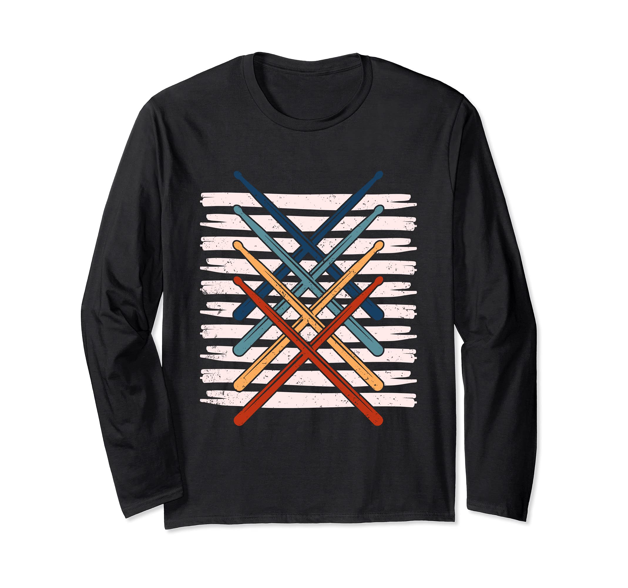 Retro Drumsticks Percussion Music Drums Player Drummer Drums Long Sleeve T-Shirt