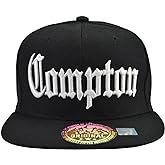 Incrediblegifts Compton Snap Back Black Hat White Embordered,One Size