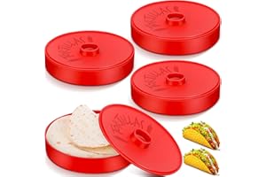 Nuogo 4 Pcs 7.2 Inch Tortilla Warmers Red Tortilla Holder Tortilla Storage Container Large Taco Warmer with Lid Pancake Warme