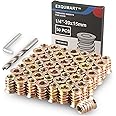 EXQUMART 50 Pcs Premium Threaded Inserts for Wood, 1/4-20 Threaded Inserts with Drill Bit & Hex Key, Upgrade High Hardness Carbon Steel (1/4"-20x15mm)