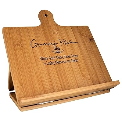 Buy Grammy Gift Recipe Cookbook Holder Stand Custom Engraved Bamboo Cutting Board Foldable Chef Easel Metal Hinges Kickstand Ipad Tablet Compatible Christmas Birthday Kitchen Decor Design 10 25x10 25 Online In Indonesia B081k7zlny