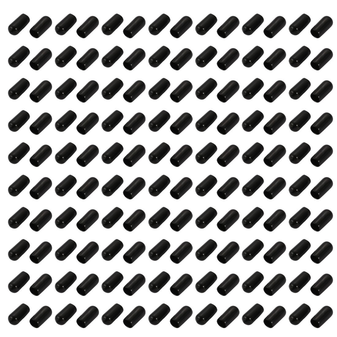 sourcingmap 200Pcs 6mm Inner Dia PVC Flexible Vinyl End Cap Screw Thread Protector Black