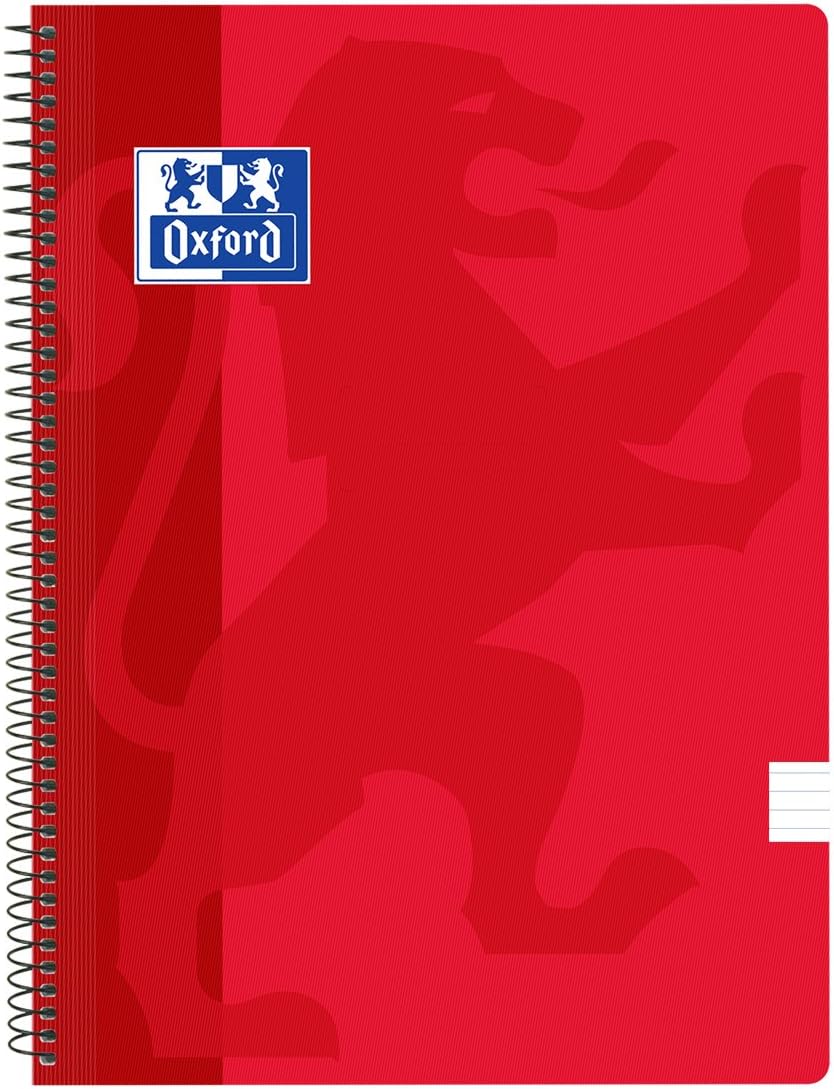 Oxford Classic Pack of 5 Notebooks Scrollwork, Lid Plastic, 1 Horizontal Line, Red