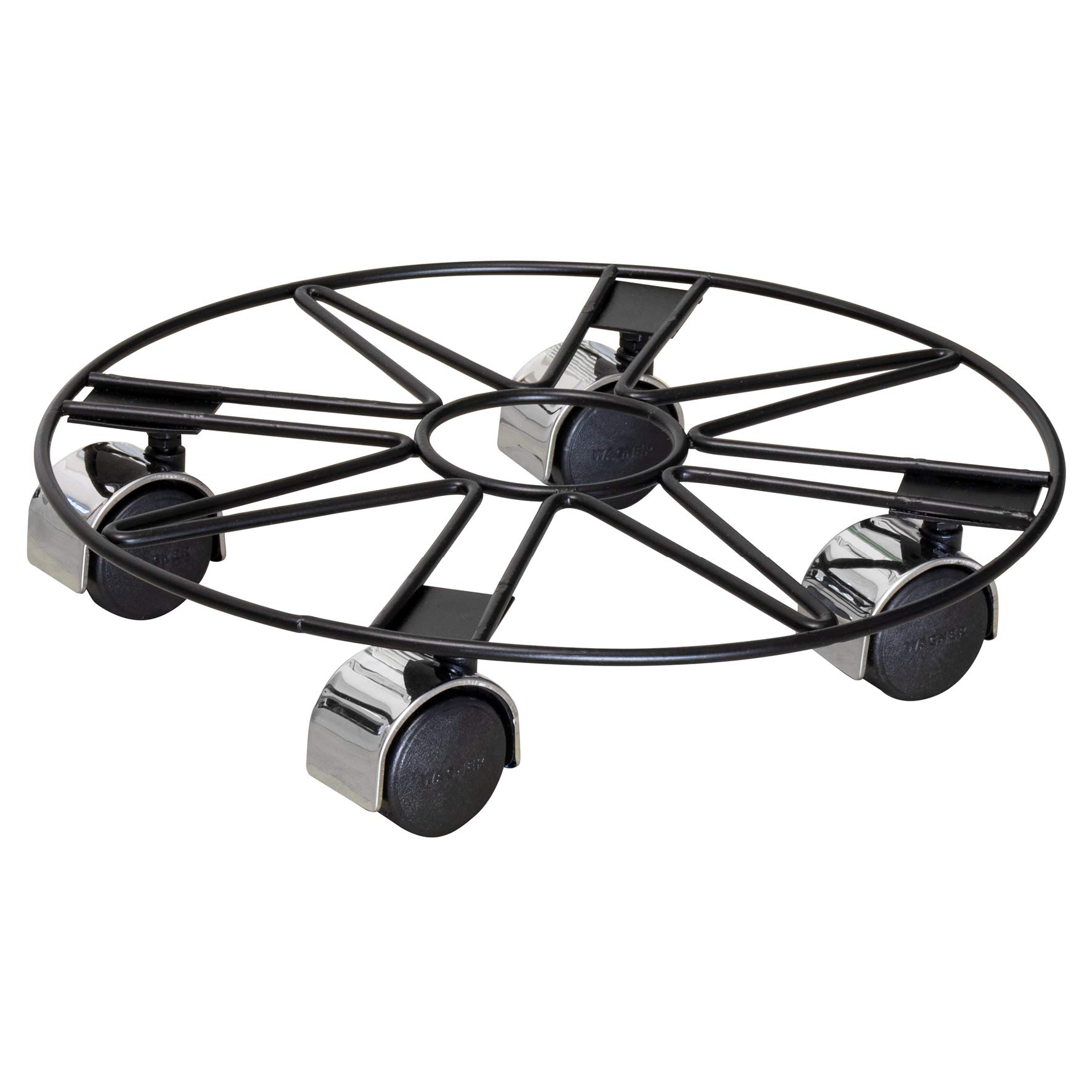 WAGNER Plant trolley BLACK STAR Ø 30 x 6,5 cm I For indoor + outdoor I Flower trolley made of steel, black coating I Container trolley with limitation I Load capacity 60 kg - 20093801