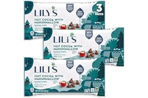 MASHBOX Hot Cocoa with Marshmallow Flavor Baking Chips 3 packs - No Sugar, Low Carb, Rich & Creamy 35% Cacao, Stevia Hot Chocolate Baked Chips for Baking