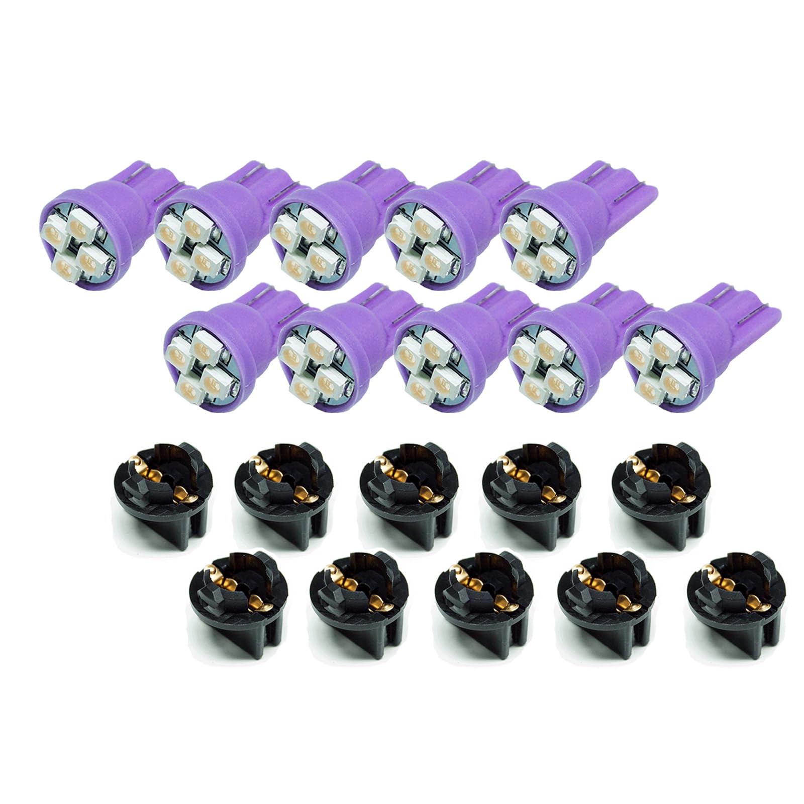 PA LED10x T10 168 194 Led instrument Panel Dash Light Bulb 1/2" Twist Lock Socket -12V (Purple)