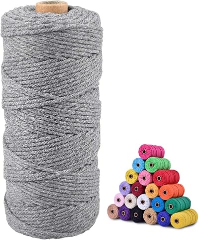 jijAcraft 3MM Grey Cotton String 100M Macrame Cord Craft Twine DIY
