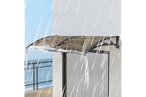 KUZRZNH Awning for Door Entrance Window Canopy Exterior with Plastic Steel Bracket UV Durable Polycarbonate Canopy for Entrance Balcony Rain&Snow Protection 24x32in/60x80cm Brown