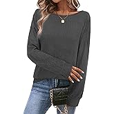 Bosmeer Sweaters for Women Casual Long Sleeve Fall Ladies Tunics Tops Boat Neck Dressy Pullover Blouses 2025 Fashion Clothing