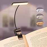 Gritin 19 LED Rechargeable Book Light for Reading in Bed | Eye Caring 3 Color Temps,Stepless Dimming Brightness,Memory Function,90 Hrs Runtime Lightweight Clip on Light for Book Lovers