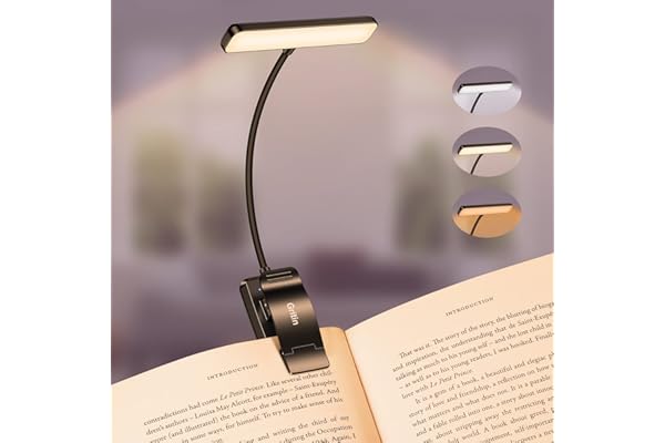 Gritin 19 LED Rechargeable Book Light for Reading in Bed | Eye Caring 3 Color Temps,Stepless Dimming Brightness,Memory Functi