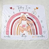 HUCEQI Baby Monthly Milestone Blanket Baby Photoshoot Props Photo Blanket for Girl Boy Growth Gifts 1-12 Weeks/Months