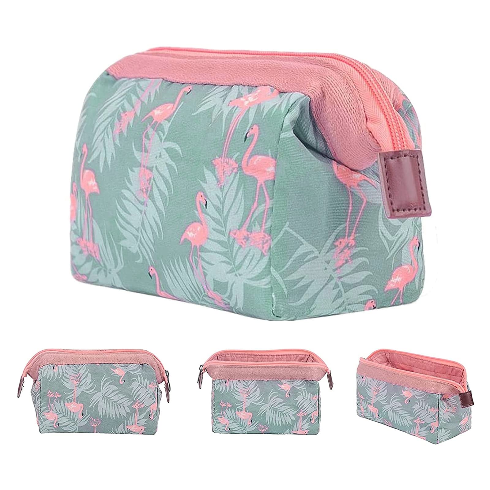 Makeup Bags, Small Make Up Bag Organiser Flamingo Cosmetic Bags Brush Pouch Portable Travel Toiletry Bag for Women Girls (Flamingo)