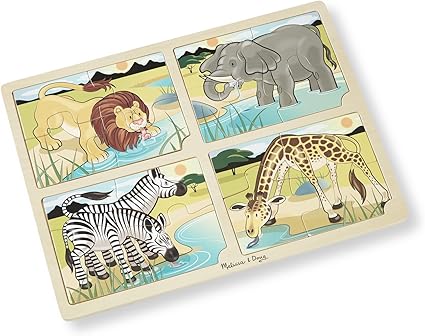 Melissa and Doug 4 in 1 Safari Jigsaw Puzzle, Multi Color