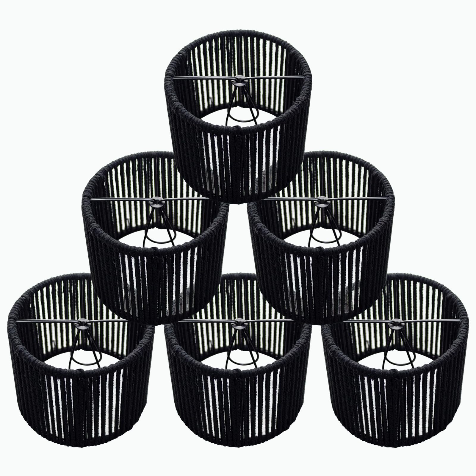 LAMPWELL LYON Clip-on Organza Lamp Shades – Set Of 6, 5.2" Drum, For Candle Bulbs, White