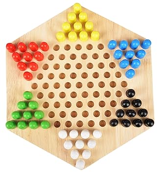Appigo Hexagonal Wooden Toy Checkers Board Game Toy for Kids