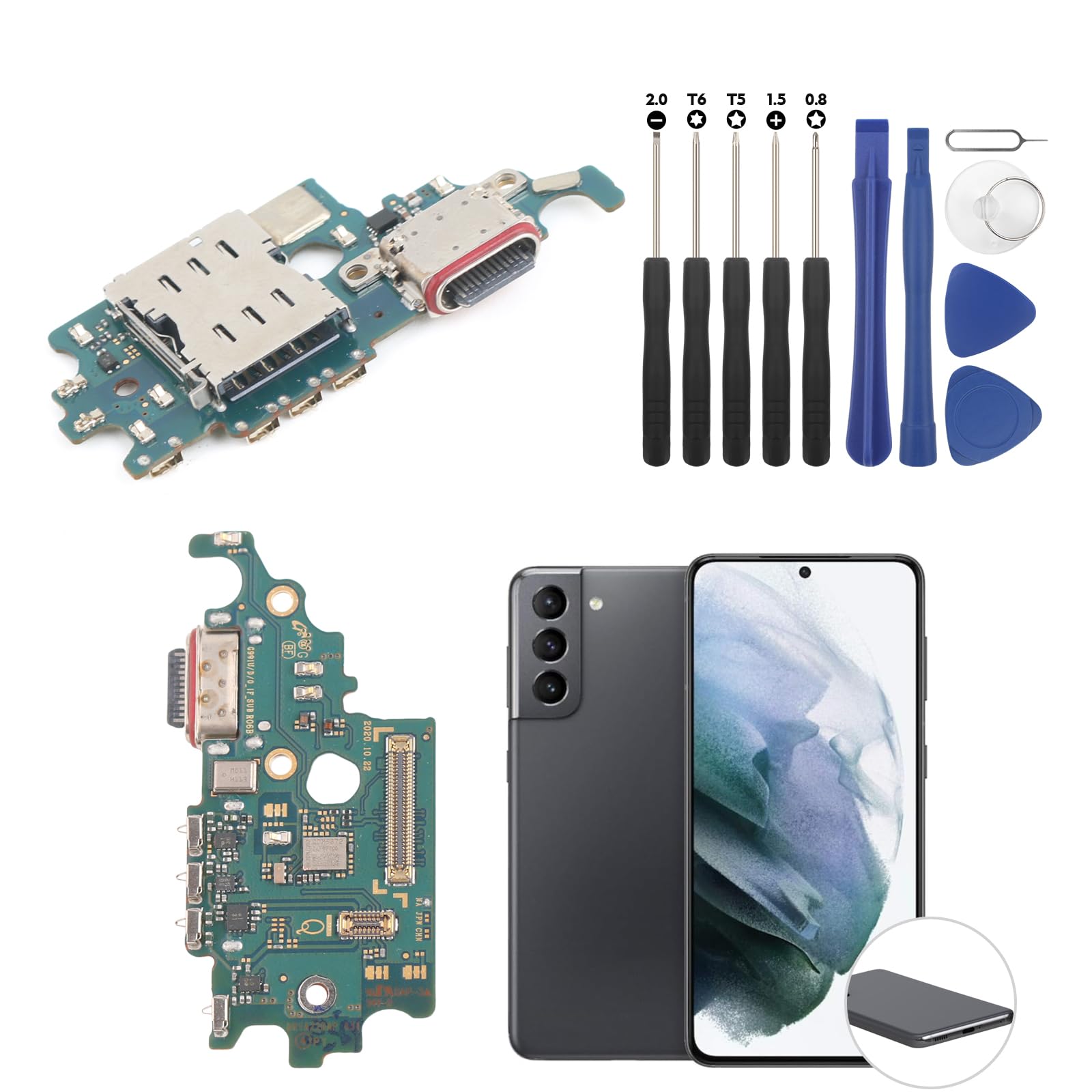 Photo 1 of Dock Connector for Samsung Galaxy S21 5G Charging Port Flex Cable Replacement for Samsung S21 5G G991U/G991W USB Charger Dock Board Connector with Tools (Black)
