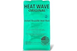 HEAT WAVE Instant Heat Packs Medium (5×9”)- Medical Grade Reusable Clear 2-Pack Fast and HOT - Made in USA for Muscle Aches, Back, Arm, Shoulder, Pain Relief, Warmth on The Go; Heating Pad Click Heat