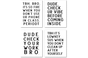 Hxlac Funny High School Classroom Wall Art Prints Set of 4 Unframed - Middle School Classroom Decor, High School Classroom Posters, Funny Classroom Wall Decor for Middle High School(8x10 Inches)