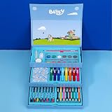 Bluey 52pc Kids Art Stationery Set Watercolour Felt Pens Crayons Pencils Travel view 6
