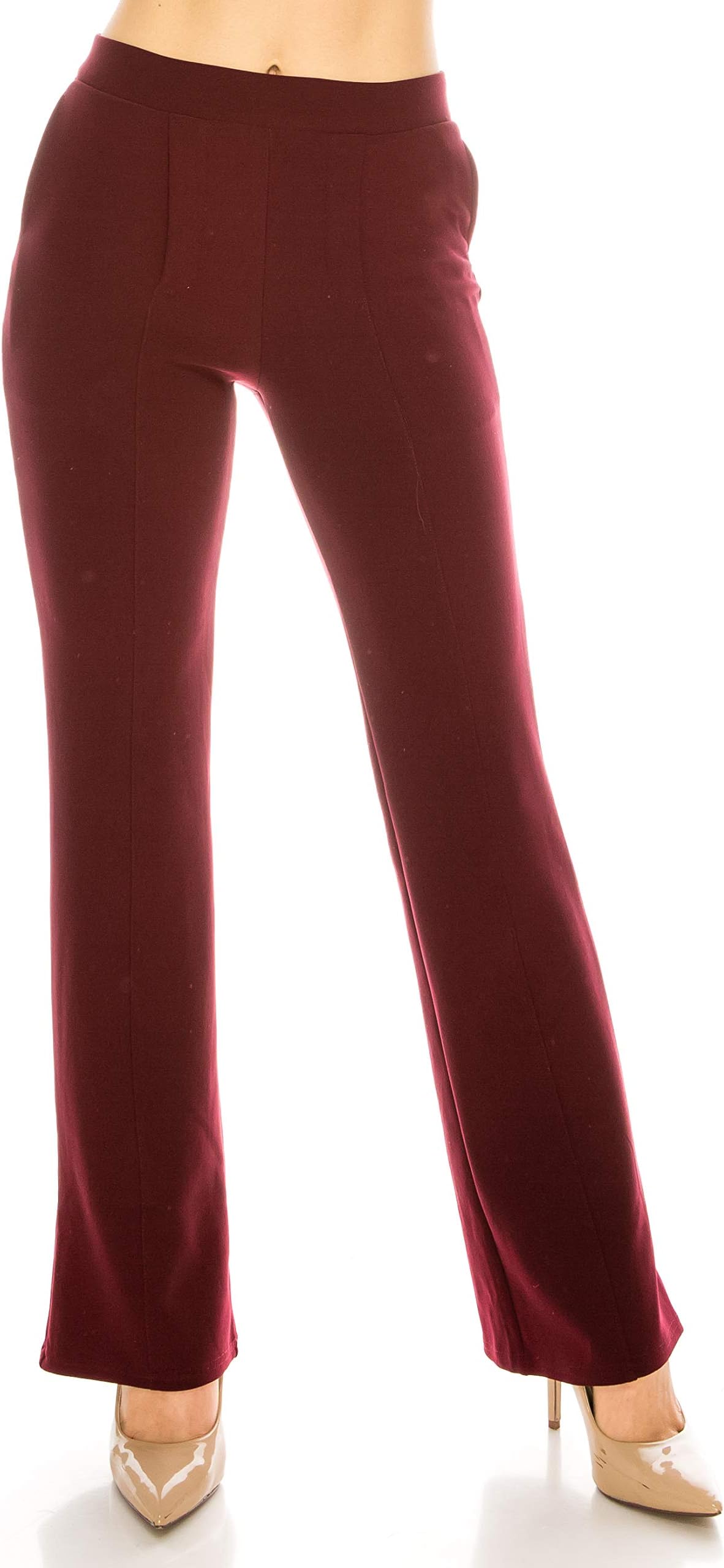 Women's Rise Culottes Casual Wide Pants Solid Palazzo One Size Trouser Pants