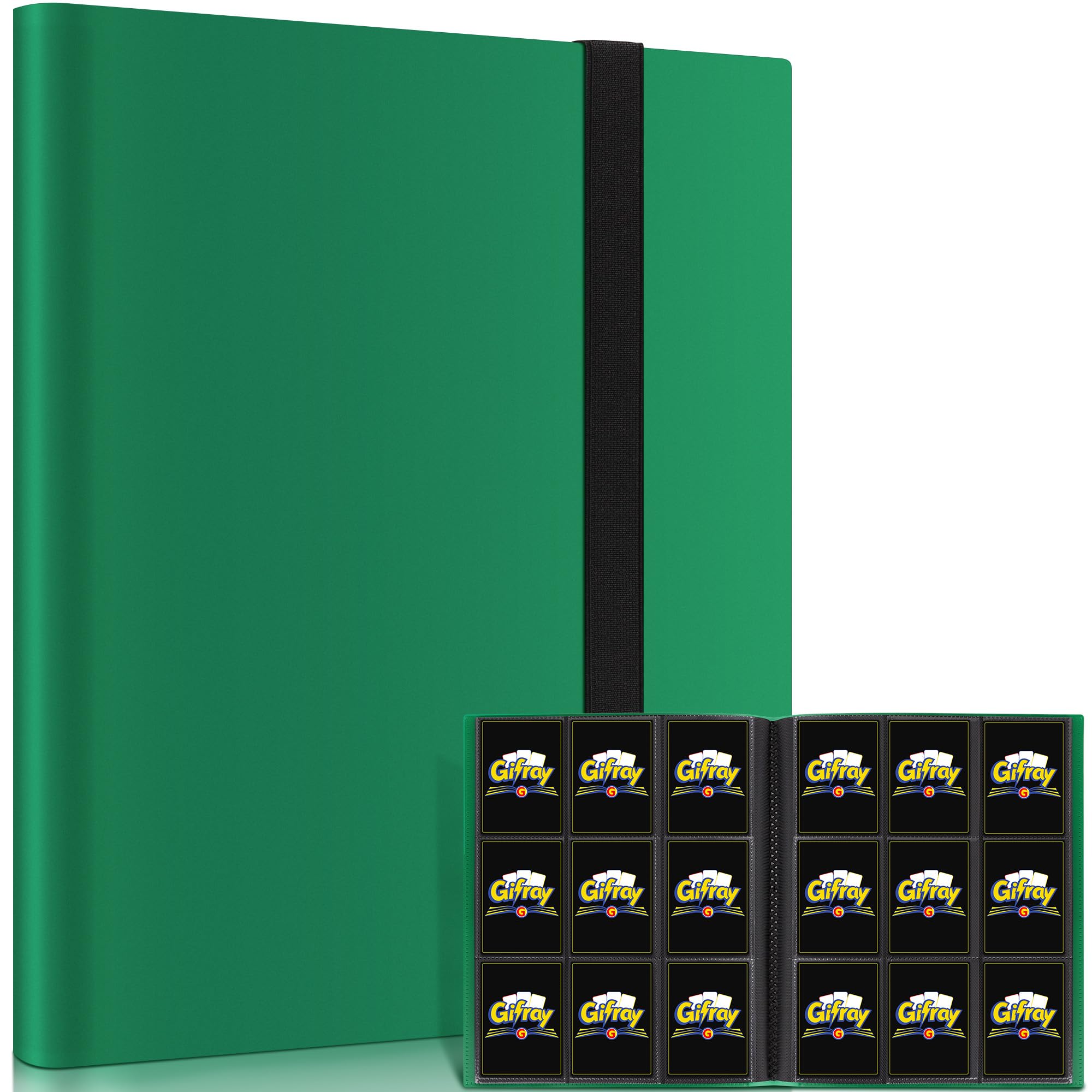 Gifray 9-Pocket Side-Loading Trading Card Binder – Green – Holds 360 Cards, Album for Trading Card Games, Sports & Gaming, Birthday Gift