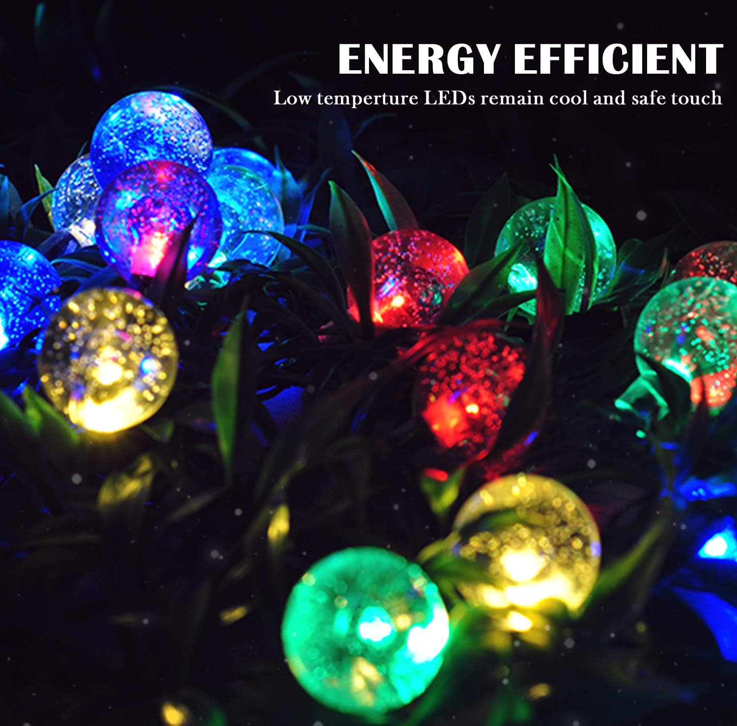 Solar String Lights, 59Ft 100 LED Globe String Lights - Image 5