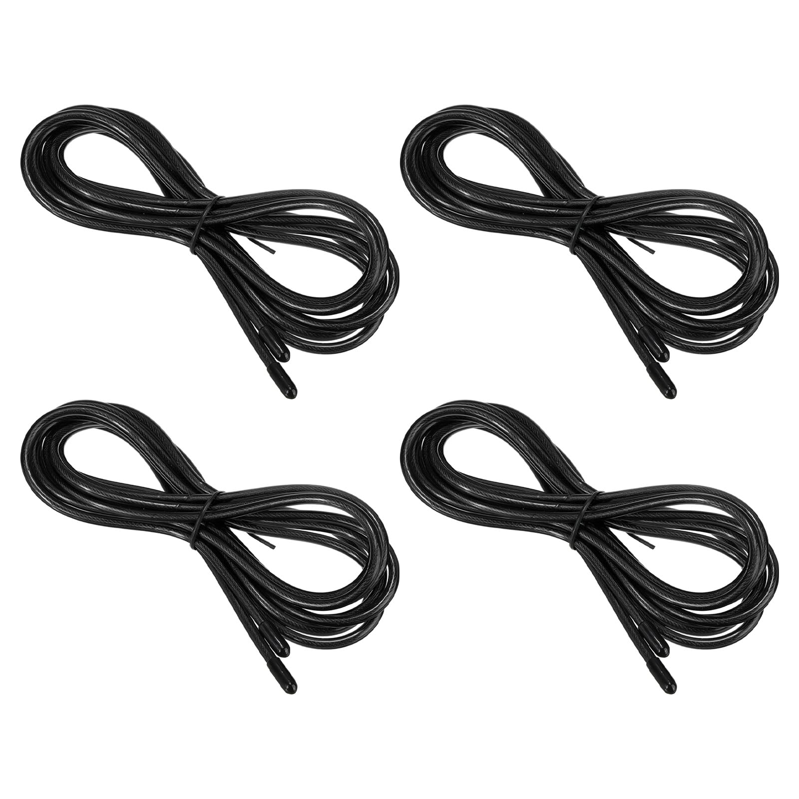 PATIKIL 10Ft Speed Jump Rope Replacement Cable, 4 Pack 4.5mm Professional Skipping Rope Replacement for High-Speed Jump Ropes, Black