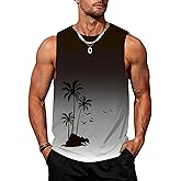 Mens Beach Tank Tops Summer Hawaii Vacation Graphic Muscle Palm Tree Sleeveless Shirts