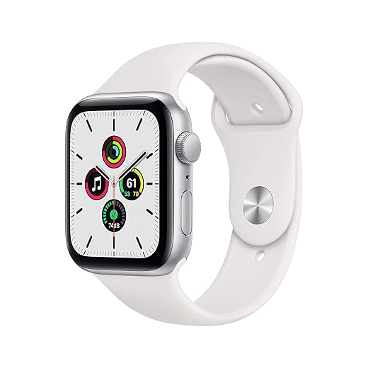 Novità Apple Watch SE (GPS, 44 mm) Cassa in alluminio color argento con Cinturino Sport bianco