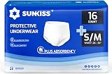 SUNKISS TrustPlus Incontinence Pants for Men and Women 16 Count Small/Medium