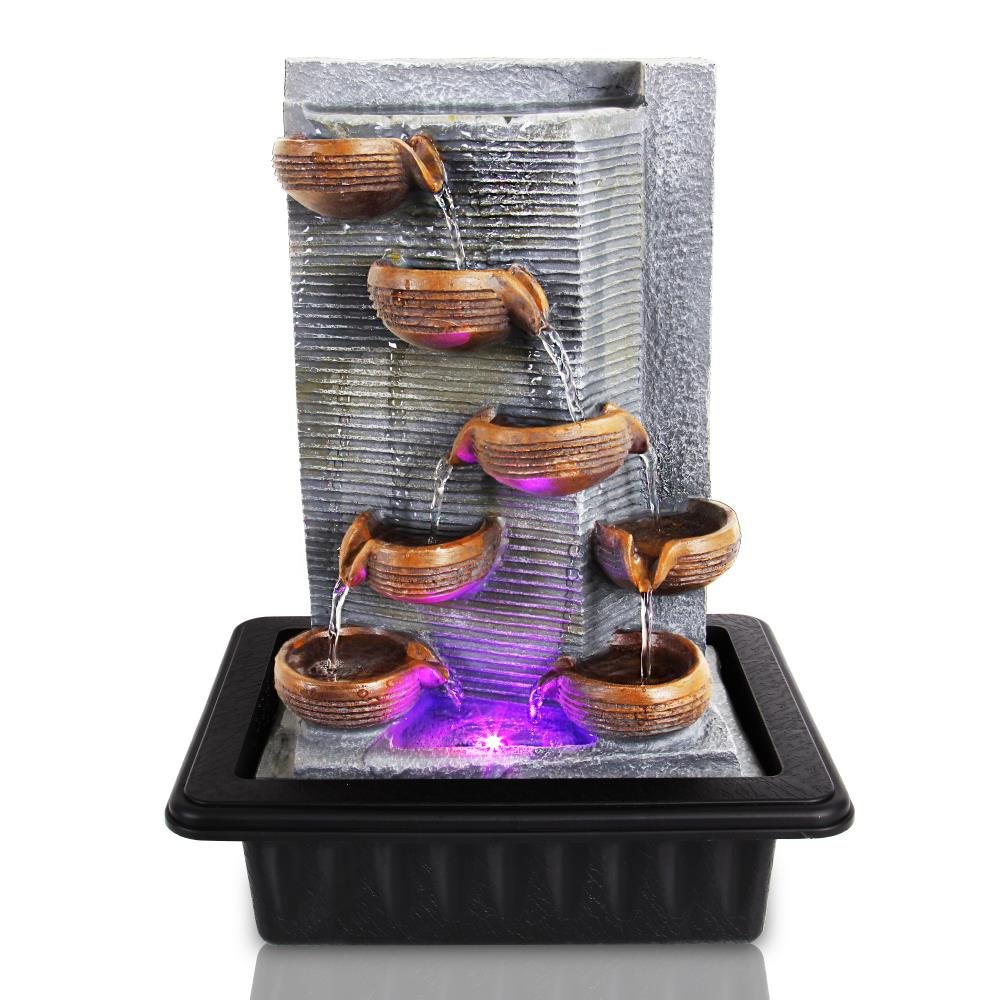 SereneLife Multi Tiered Desktop Electric Water Fountain Decor w/ LED