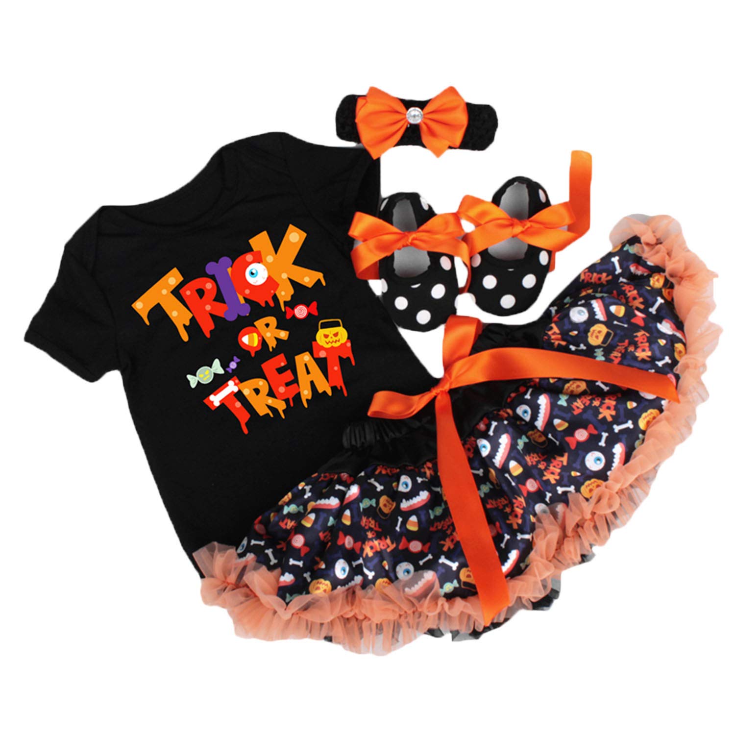 BabyPreg My First Halloween Costume for Infant Girl Thanksgiving Costume Pumpkin Dress Up Baby Dress Set (6-9 Months, Thanksgiving)