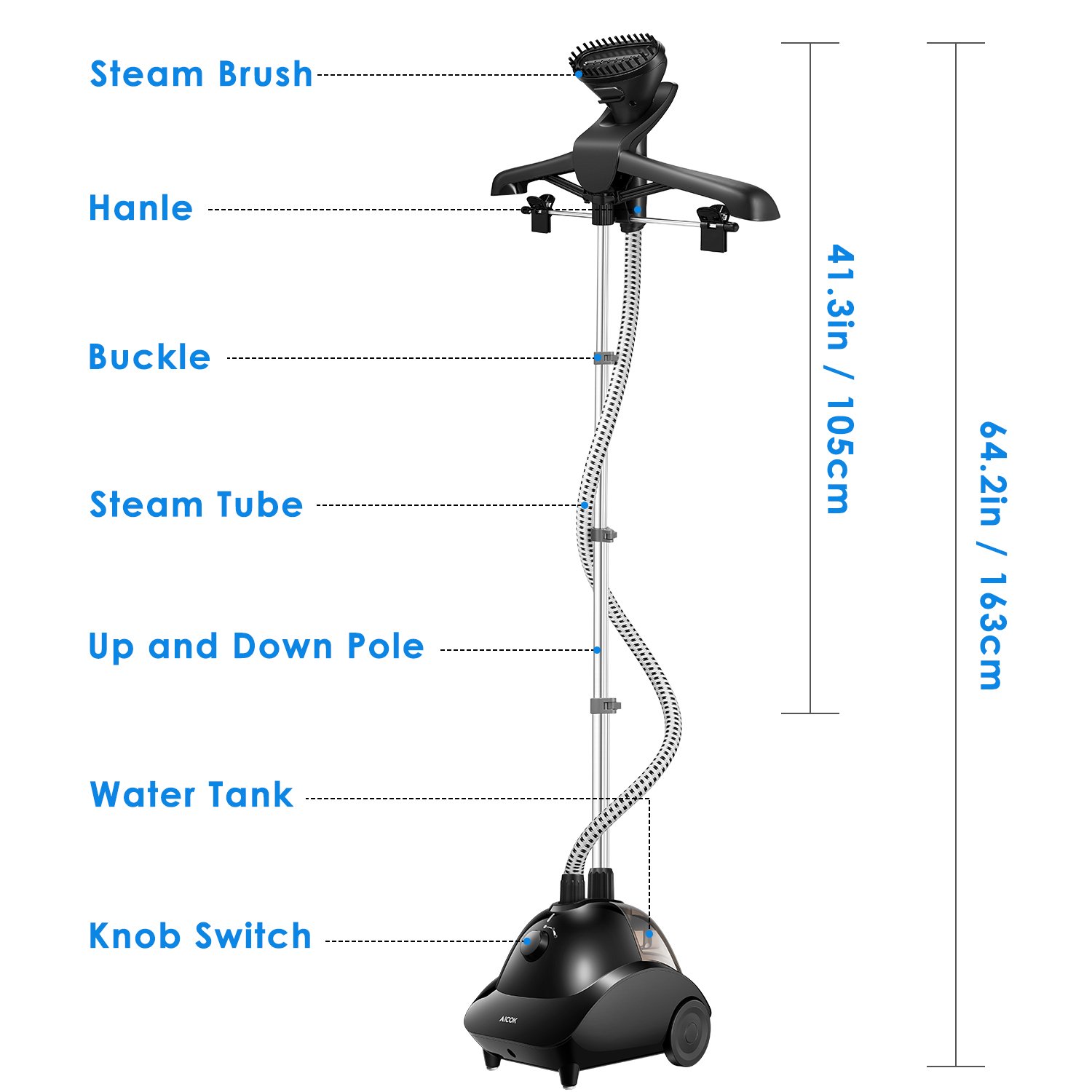 Clothes Steamer, Aicok 1500W Steamers for Clothes, Professional Garment
