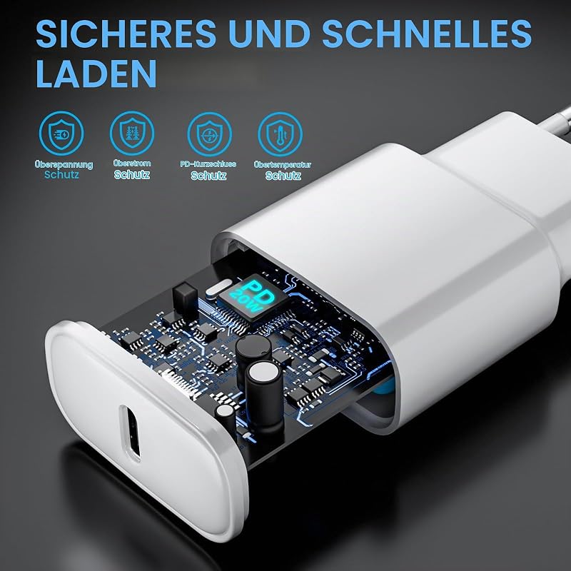 Schnellladegerät für iPhone 14 13 12 11 [Pro/Plus/Pro Max] - 25 W USB-C-Ladegerät und Lightning-Kabel von 1 m — Foto 7 von 7