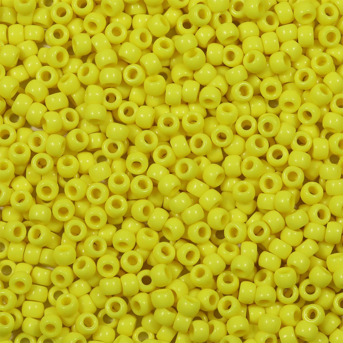 Bala&Fillic Size 6x9mm Lemon Yellow Pony Beads with Smooth Surface Total 1000pcs Craft Pony Beads for Making Bracelets (Lemon Yellow)