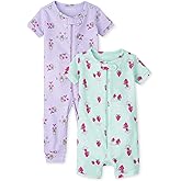 The Children's Place Baby Girls' Koala Strawberry Snug Fit Cotton Zip Front One Piece Pajama 2 Pack